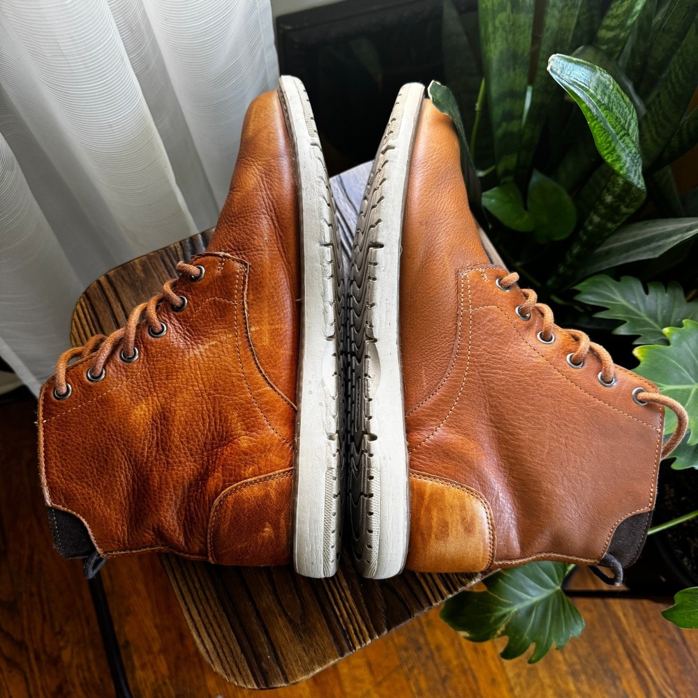 TOMS Ashland Mens Tan Pebble Grain Leather Flannel Lined Lace Up Boots‎ 11 - Picture 6 of 9